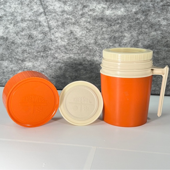 Thermos Brand ORANGE vaccuum bottle Retro Vintage Hipster Boho Camping Hiking - Picture 12 of 15